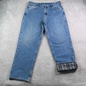 Carhartt Jeans Mens 40x32 Blue Flannel Lined Relaxed Straight Denim B172